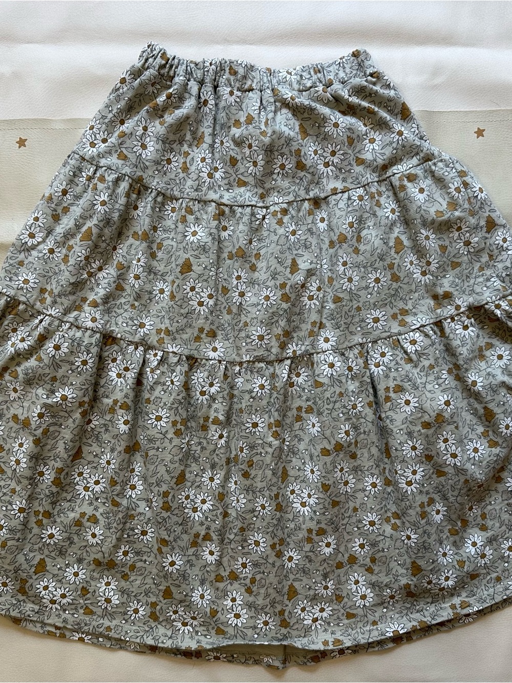 10-12 Rylee + Cru Tiered Floral Midi Skirt in Sage Green